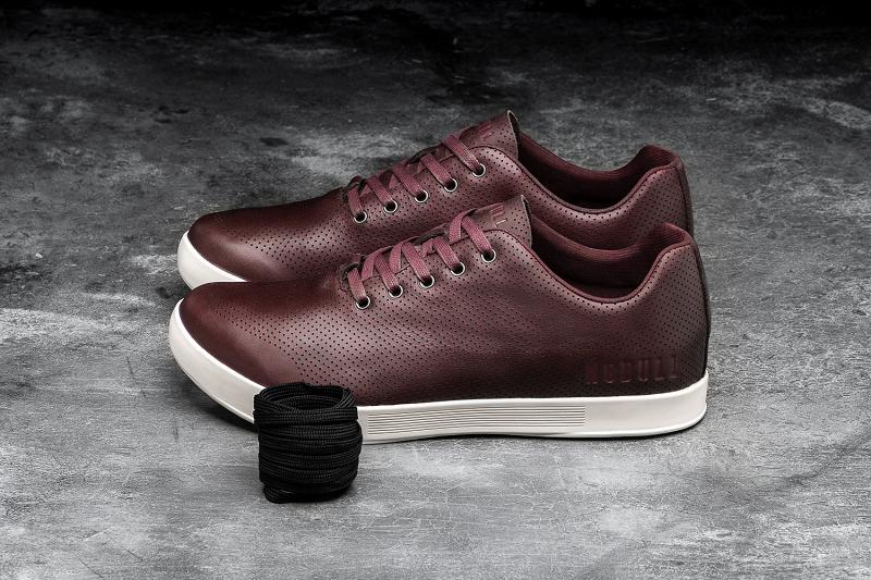 Men's Nobull Burgundy Leather Trainers Burgundy | SG G2366S